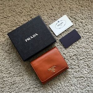 PRDA Small Saffiano Leather Wallet
